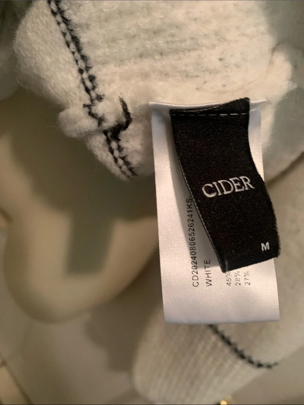 Cider Cream Waffle-Knit Button Pullover with Black Trim